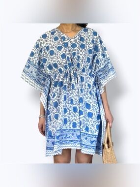 Sevya Handmade Cotton Block Print Beach Coverup